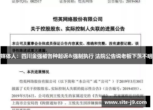 媒体人：四川金强被各种起诉&强制执行 法院公告说老板下落不明